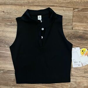 Cropped Black Sleeveless Polo  XS